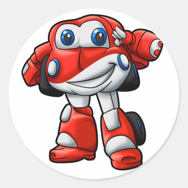 Funny Robot car cartoon |  - Choose back colour Classic Round Sticker (Front)