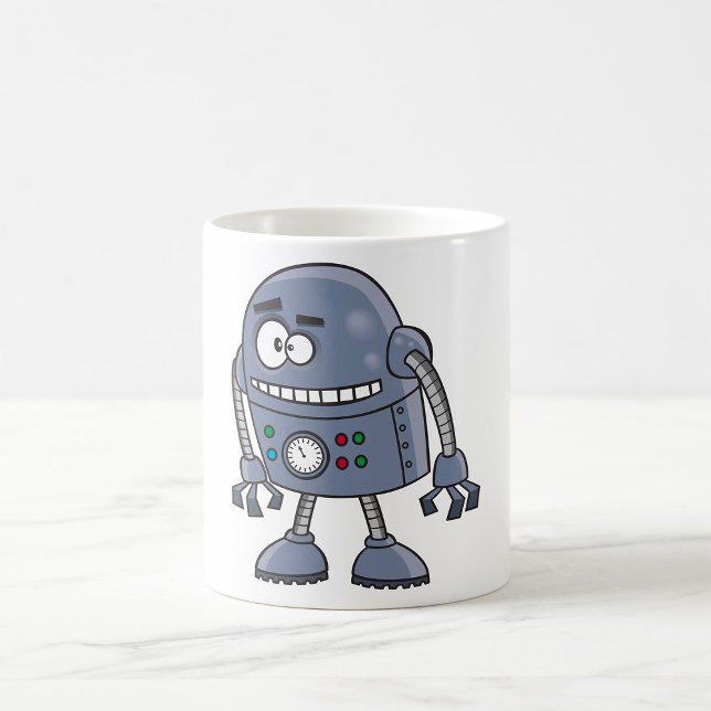 Funny Robot Character Cute Blue Retro Coffee Mug (Creator Uploaded)