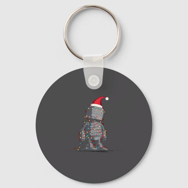 Funny Robot Christmas Graphics Lights Lover Long S Key Ring (Front)