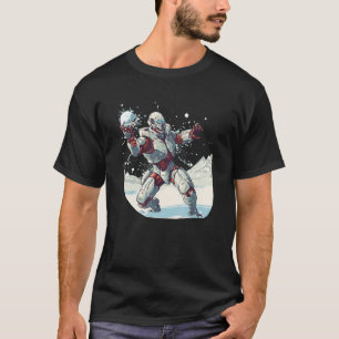 Funny Robot in Snowball Fights for AI Cyborg Fans T-Shirt