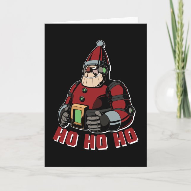 Funny Robot Santa Claus Xmas Holiday Presents Card (Front)