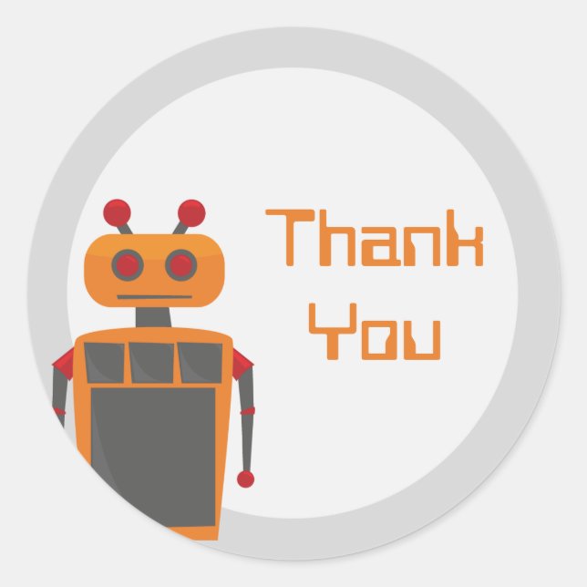 Funny Robot Thank You Stickers (Front)