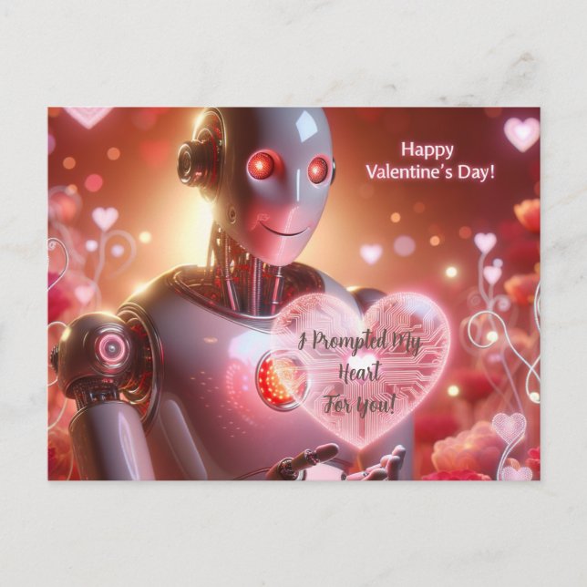 Funny Robot Valentines Day  Postcard (Front)