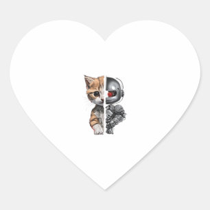 Funny Robotics Animal Lover Cat Robots Graphic Eng Heart Sticker