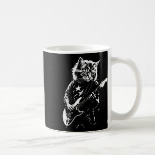 Funny Rock Cat Playing Guitar For Men Women Music  Coffee Mug
