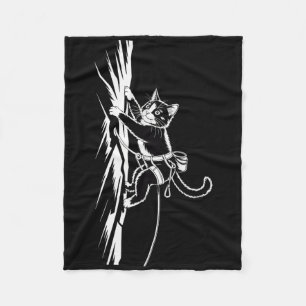 Funny Rock Climbing Cat Lover Indoor Adventure Hum Fleece Blanket