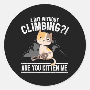 Funny Rock Climbing Cat Mountain Climber I Are You Classic Round Sticker