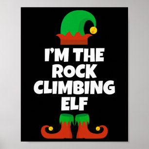 Funny Rock Climbing Elf Christmas Xmas Climber Poster