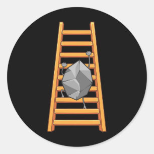 Funny Rock Climbing For Men Women Climber Ladder B Classic Round Sticker