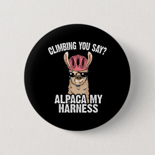 Funny Rock Climbing Gift Llama Cute Harness Climbe 6 Cm Round Badge