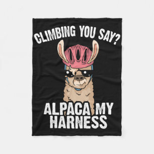Funny Rock Climbing Gift Llama Cute Harness Climbe Fleece Blanket