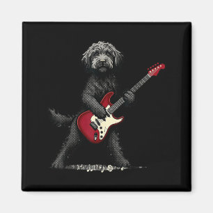 Funny Rock Goldendoodle Dog Playing Guitar Music Magnet