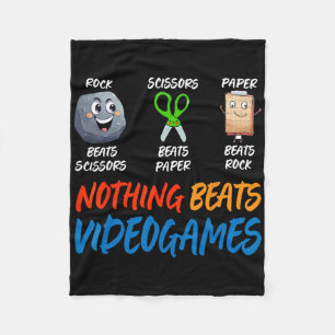 Funny Rock Paper Scissors Nothing Beats Videogames Fleece Blanket