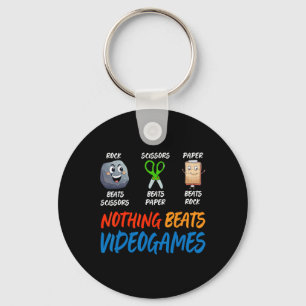 Funny Rock Paper Scissors Nothing Beats Videogames Key Ring