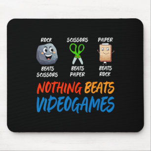 Funny Rock Paper Scissors Nothing Beats Videogames Mouse Pad