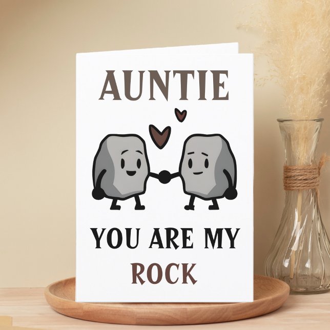 Funny Rock Pun Joke Humour Aunt Happy Birthday Thank You Card (funny you are my rock birthday card for aunt)