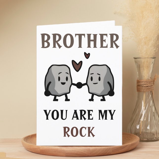 Funny Rock Pun Joke Humour Brother Happy Birthday Thank You Card (funny you are my rock birthday card for brother)