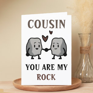Funny Rock Pun Joke Humour Cousin Happy Birthday Thank You Card