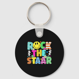 Funny Rock The Staar Testing Day Teacher Kids Moti Key Ring