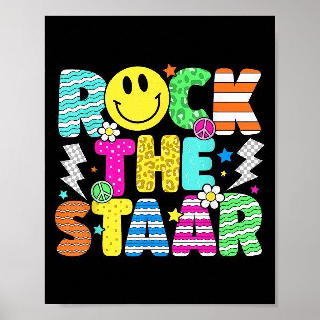 Funny Rock The Staar Testing Day Teacher Kids Moti Poster (Front)