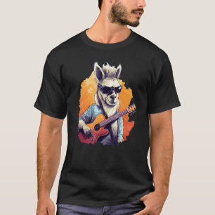 Funny Rocker Llama with Guitar for Alpaca Lovers T-Shirt