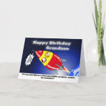 Funny Rocket Birthday Grandson Card<br><div class="desc">Now here is a great way to send a personal message with this Funny Space ship Happy Birthday Grandson card, </div>