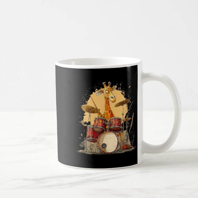 Funny Rocking Giraffe with Drums Instrument Coffee Mug (Right)