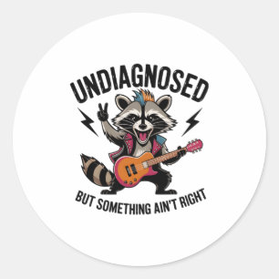 Funny Rocking Racoon Classic Round Sticker