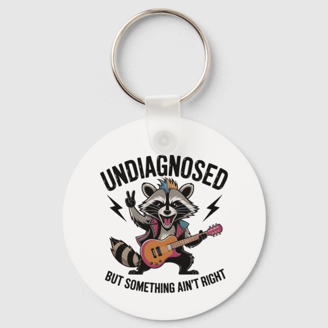Funny Rocking Racoon Key Ring (Front)