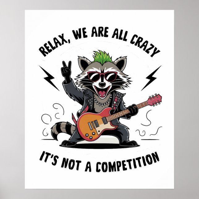Funny Rocking Racoon  Poster (Front)