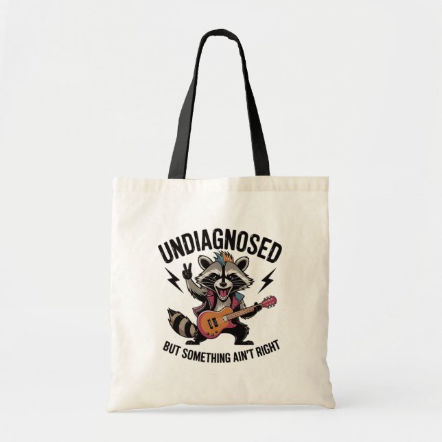 Funny Rocking Racoon Tote Bag (Front)