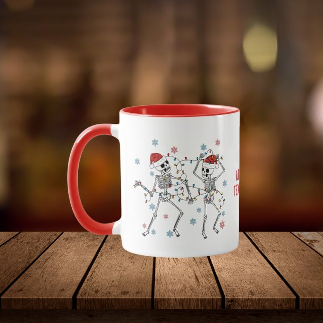 Funny Rocking Spooky Dancing Skeleton Christmas Mug (Creator Uploaded)