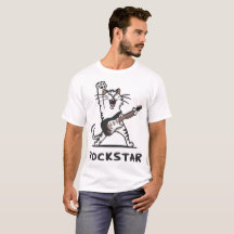 Funny Rockstar Cat Cartoon