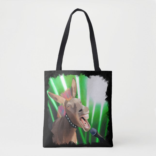 Funny Rockstar Donkey Tote Bag (Front)