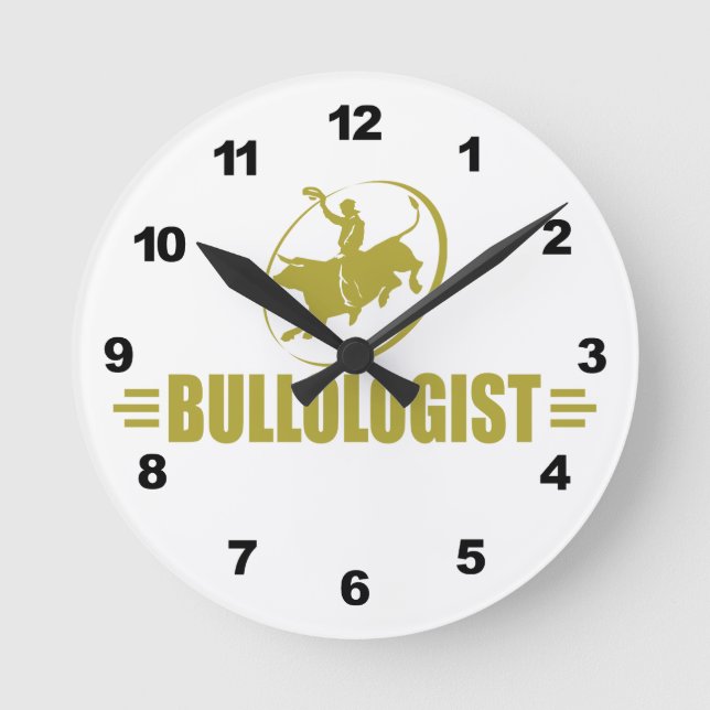 Funny Rodeo Bull Rider Round Clock (Front)