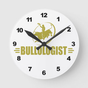 Funny Rodeo Bull Rider Round Clock