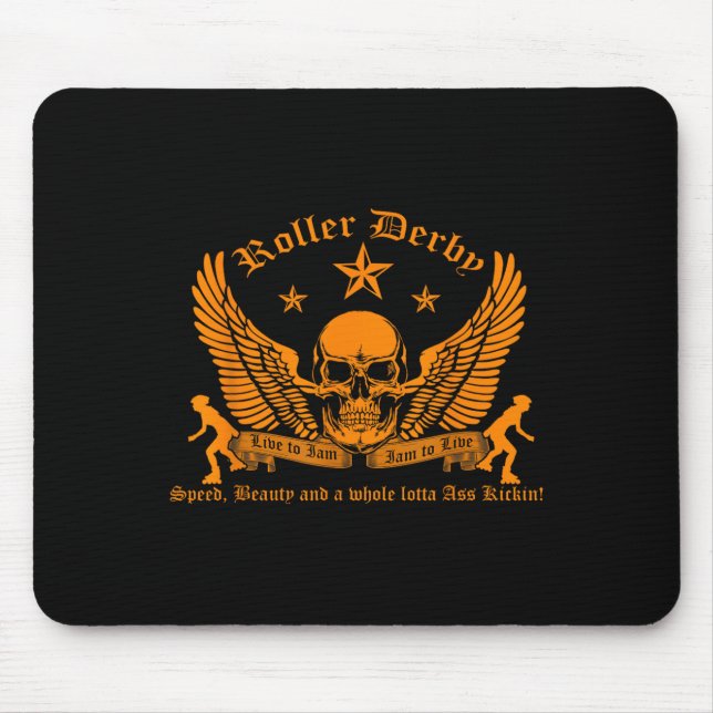 Funny Roller Derby Lover Quotes Gift, Live To Jam  Mouse Pad (Front)