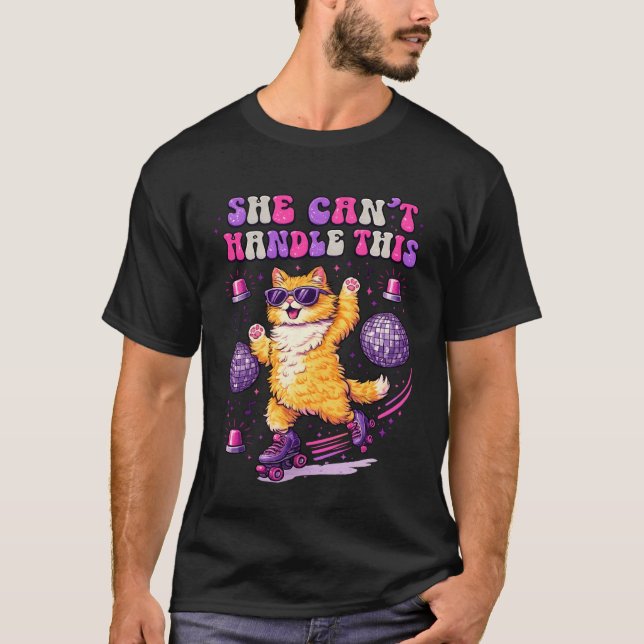 Funny Roller Skating Cute Cat Vibes T-Shirt Graphi (Front)