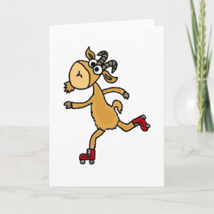 Funny Roller Skating Goat Scapegoat Card