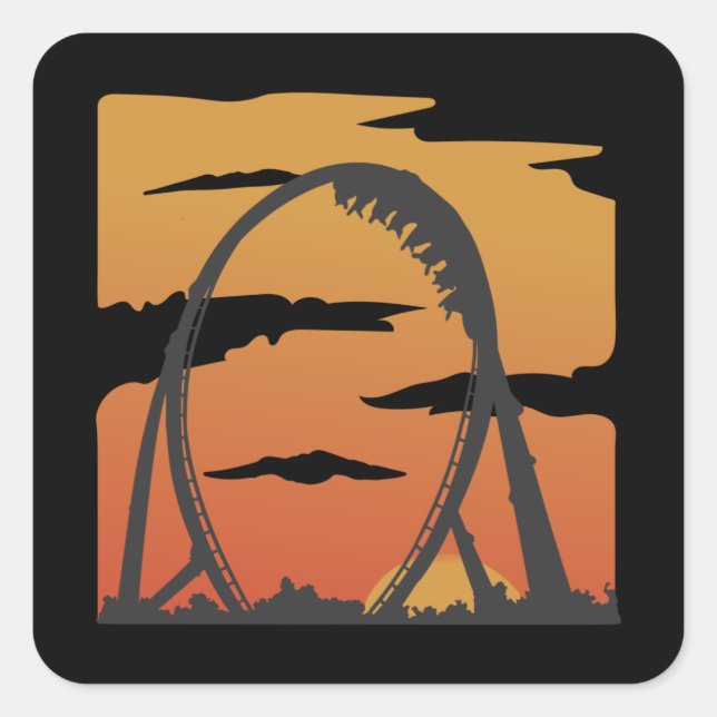 Funny Rollercoaster Amusement Park Gift Square Sticker (Front)
