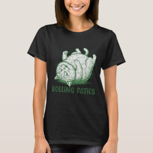 Funny Rolling Fatties Cat Sketch Pet Lovers T-Shirt