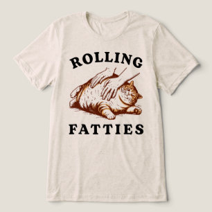 Funny Rolling Fatties Cute Fat Cat Tabby Tri-Blend Shirt