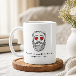 Funny Romantic Bearded Man Sleepy In Love Mug