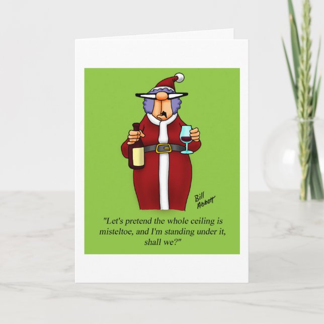 Funny Romantic Christmas Humour Greeting Card (Front)