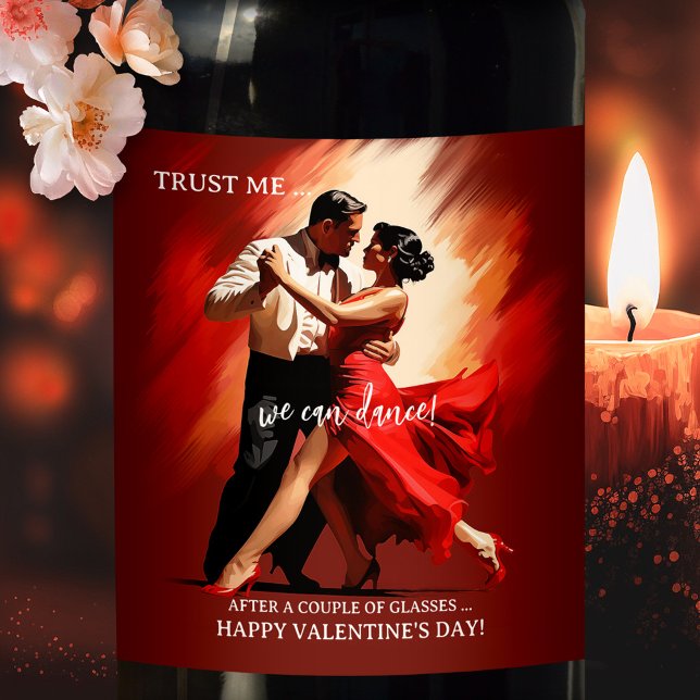 Funny Romantic Dance Wine Label (A funny romantic wine label featuring a couple dancing the tango. Great for Valentine's Day )