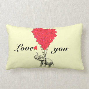 Funny romantic elephant Valentines Lumbar Cushion