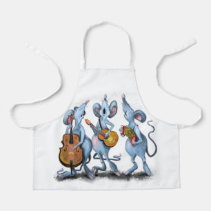Funny Romantic Mouse Band - Cartoon Animal Drawing Apron