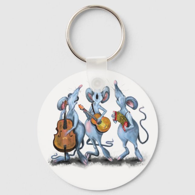 Funny Romantic Mouse Band - Cartoon Animal Drawing Key Ring (Front)