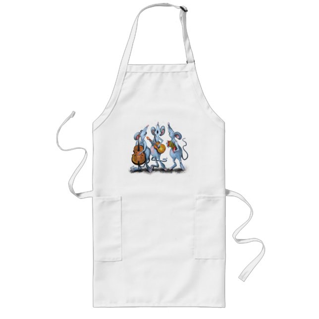 Funny Romantic Mouse Band - Cartoon Animal Drawing Long Apron (Front)