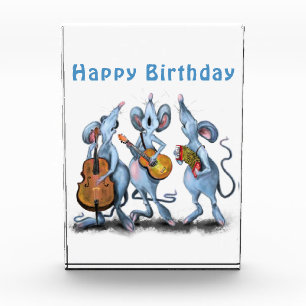 Funny Romantic Mouse Band - Happy Birthday Photo Block